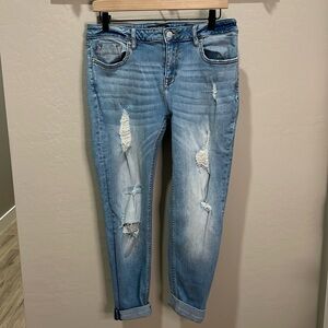 Vigoss Jeans Women Jagger Ankle Distressed Rollup Skinny Vintage Blue Stretchy